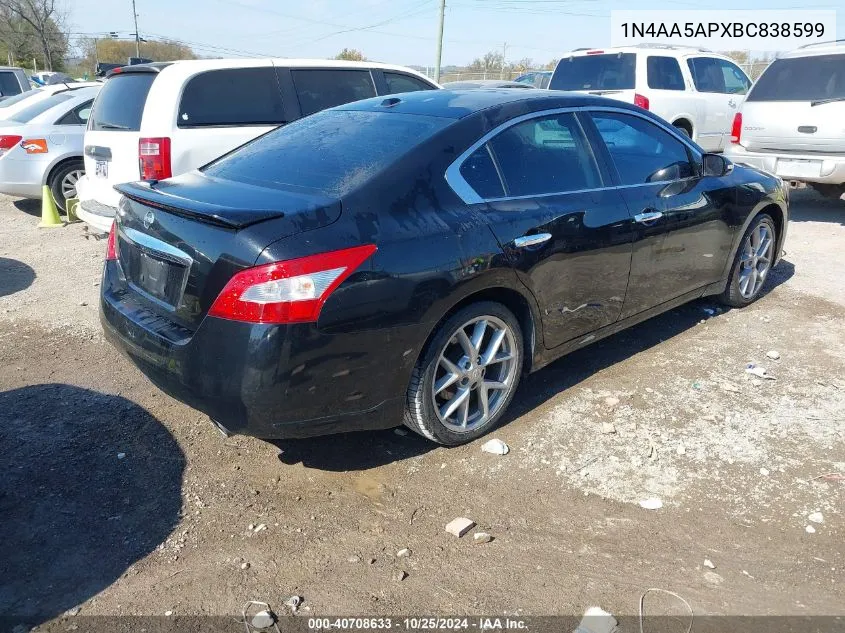 2011 Nissan Maxima 3.5 Sv VIN: 1N4AA5APXBC838599 Lot: 40708633