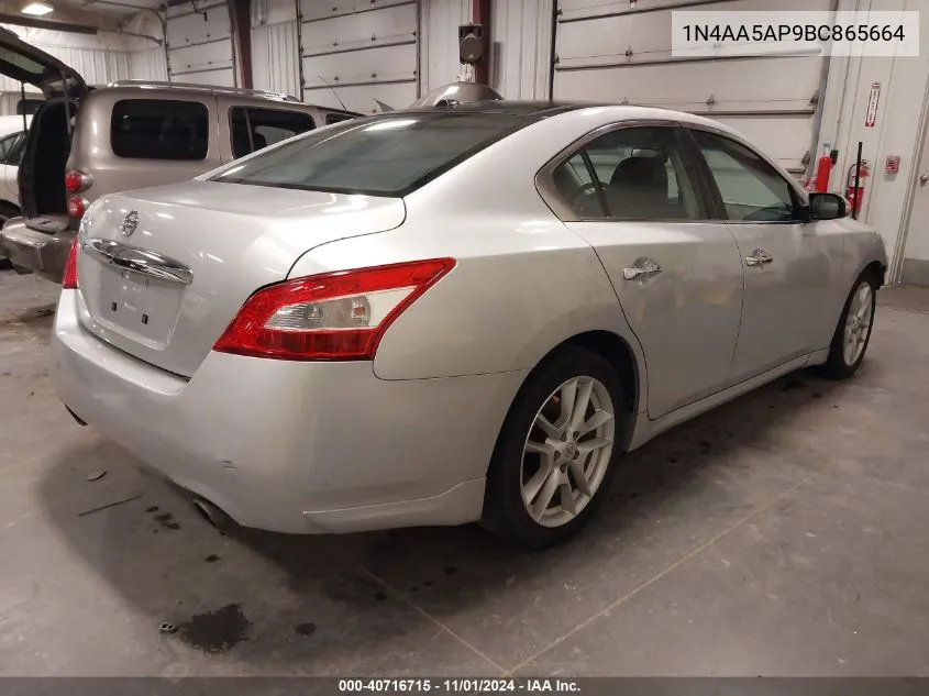 2011 Nissan Maxima 3.5 Sv VIN: 1N4AA5AP9BC865664 Lot: 40716715