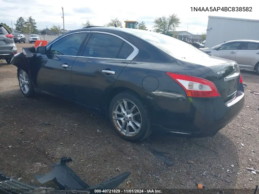 2011 Nissan Maxima 3.5 S VIN: 1N4AA5AP4BC838582 Lot: 40721829