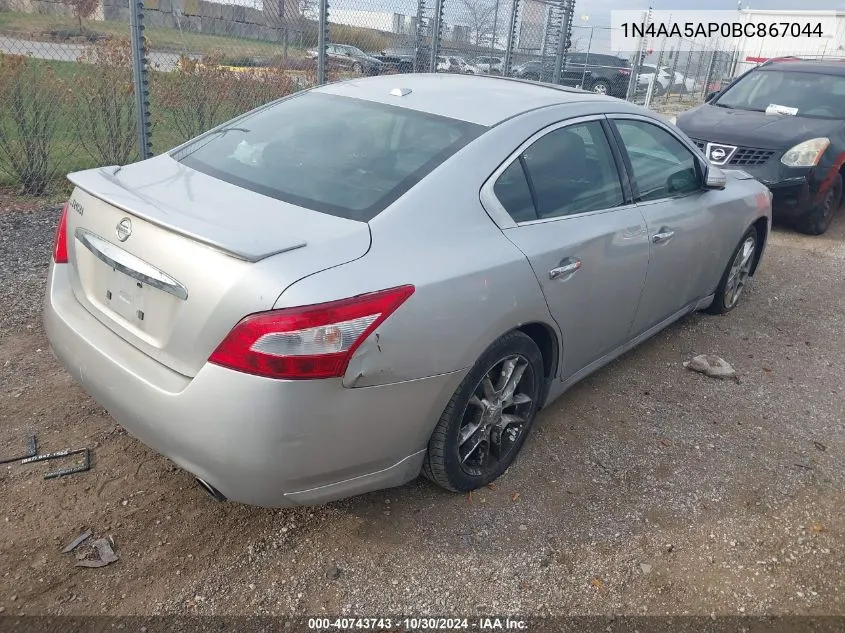 2011 Nissan Maxima 3.5 Sv VIN: 1N4AA5AP0BC867044 Lot: 40743743