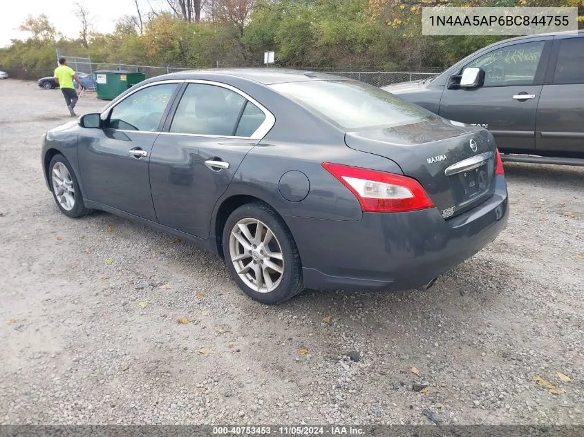 2011 Nissan Maxima 3.5 Sv VIN: 1N4AA5AP6BC844755 Lot: 40753453