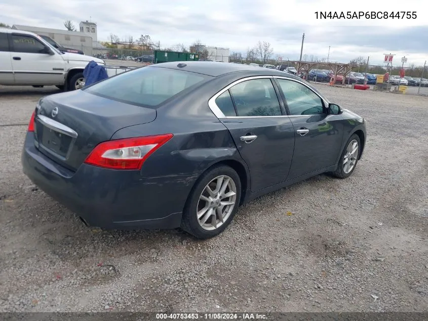 2011 Nissan Maxima 3.5 Sv VIN: 1N4AA5AP6BC844755 Lot: 40753453