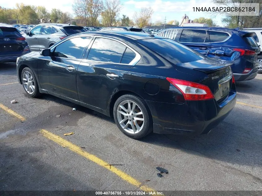 2011 Nissan Maxima 3.5 Sv VIN: 1N4AA5AP2BC862184 Lot: 40756755