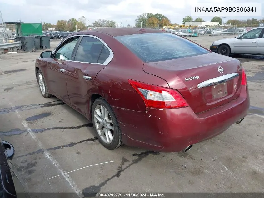 2011 Nissan Maxima 3.5 Sv VIN: 1N4AA5AP9BC806341 Lot: 40792779