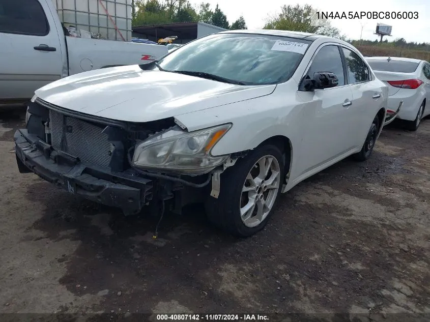 2011 Nissan Maxima 3.5 Sv VIN: 1N4AA5AP0BC806003 Lot: 40807142