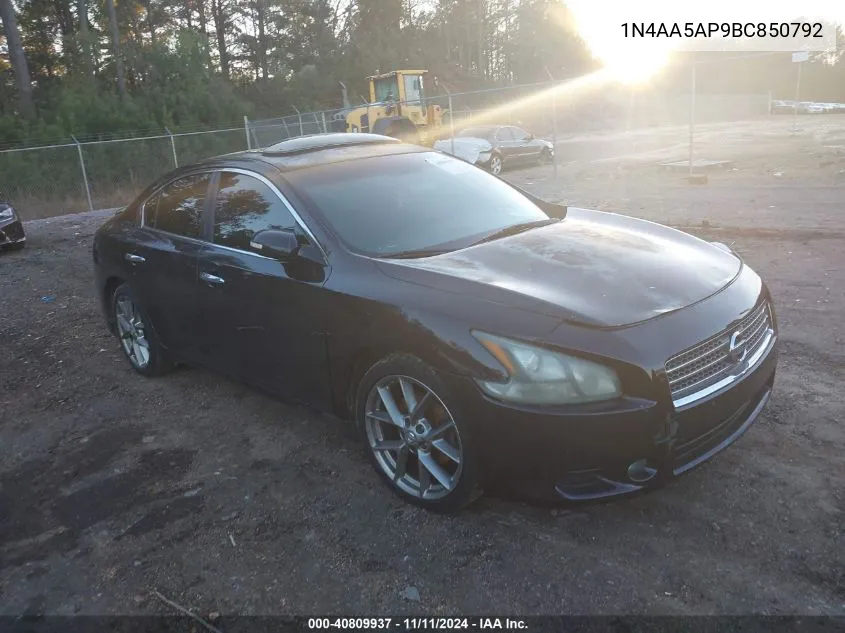 2011 Nissan Maxima 3.5 Sv VIN: 1N4AA5AP9BC850792 Lot: 40809937