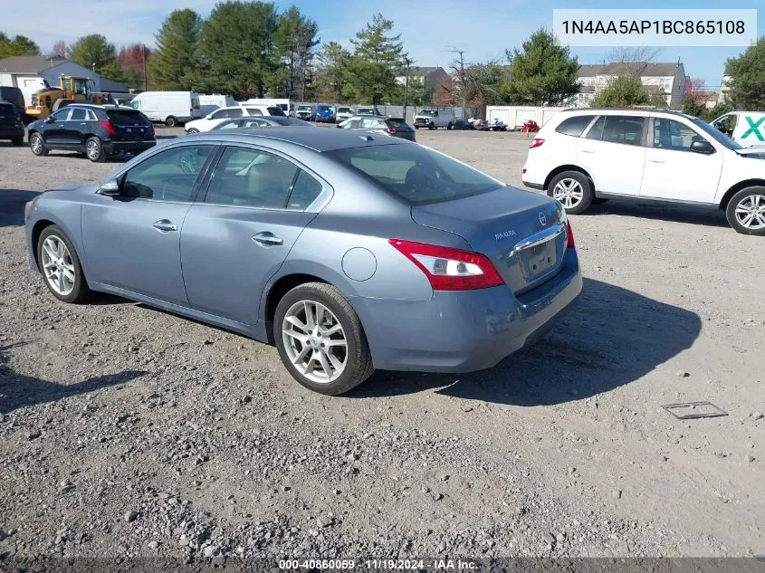 2011 Nissan Maxima 3.5 Sv VIN: 1N4AA5AP1BC865108 Lot: 40860059