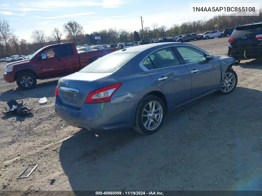 2011 Nissan Maxima 3.5 Sv VIN: 1N4AA5AP1BC865108 Lot: 40860059