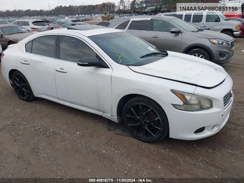 2011 Nissan Maxima 3.5 Sv VIN: 1N4AA5AP8BC851156 Lot: 40916775