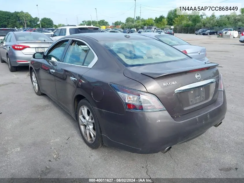 2012 Nissan Maxima 3.5 Sv VIN: 1N4AA5AP7CC868449 Lot: 40011627