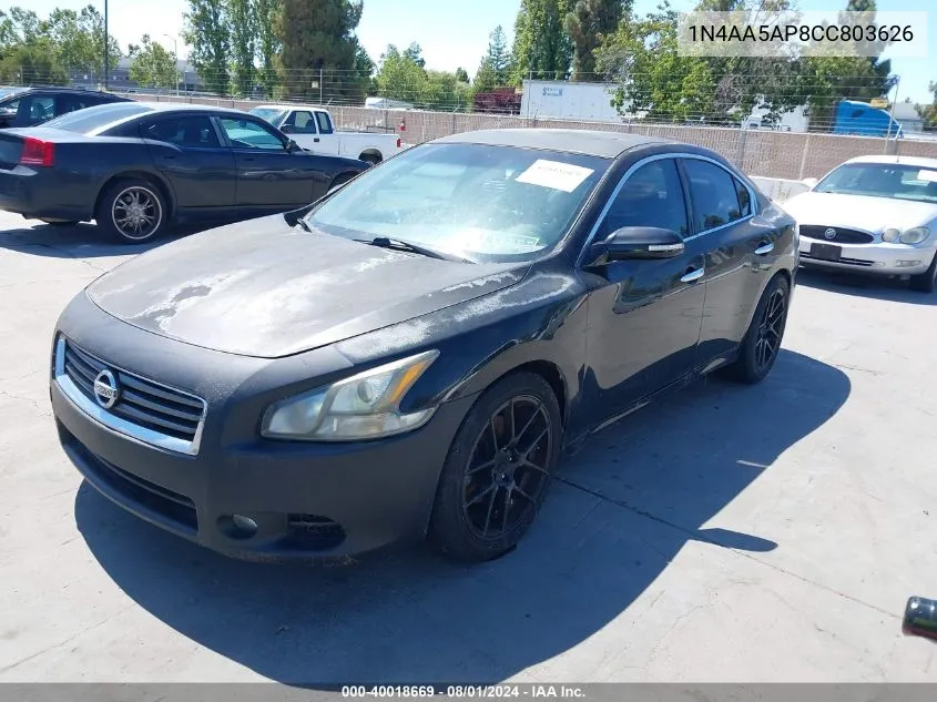 2012 Nissan Maxima 3.5 Sv VIN: 1N4AA5AP8CC803626 Lot: 40018669