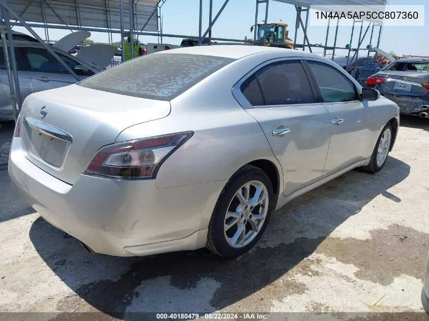 2012 Nissan Maxima 3.5 S VIN: 1N4AA5AP5CC807360 Lot: 40180479