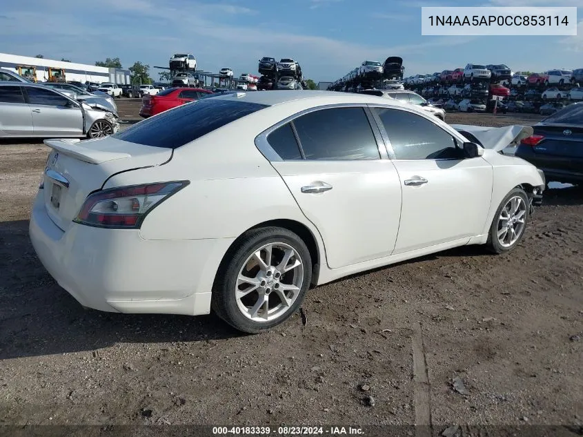 2012 Nissan Maxima 3.5 Sv VIN: 1N4AA5AP0CC853114 Lot: 40183339