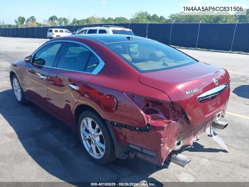 2012 Nissan Maxima 3.5 Sv VIN: 1N4AA5AP6CC831506 Lot: 40185829