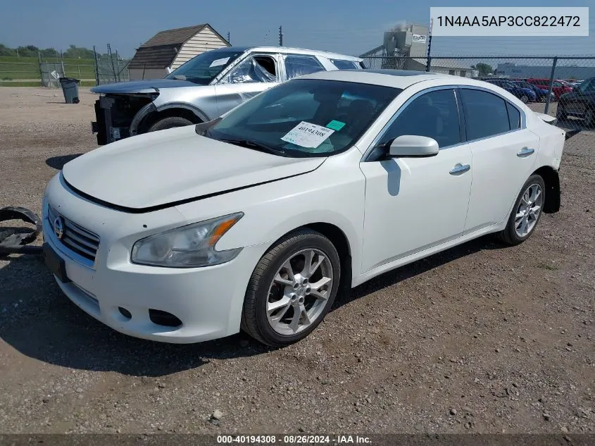 2012 Nissan Maxima 3.5 S VIN: 1N4AA5AP3CC822472 Lot: 40194308