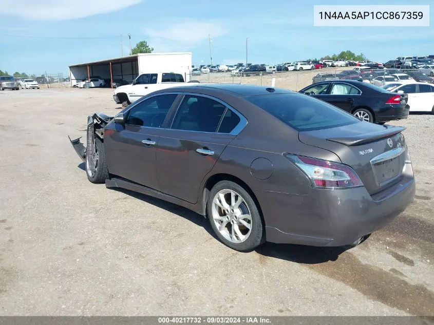 2012 Nissan Maxima 3.5 Sv VIN: 1N4AA5AP1CC867359 Lot: 40217732