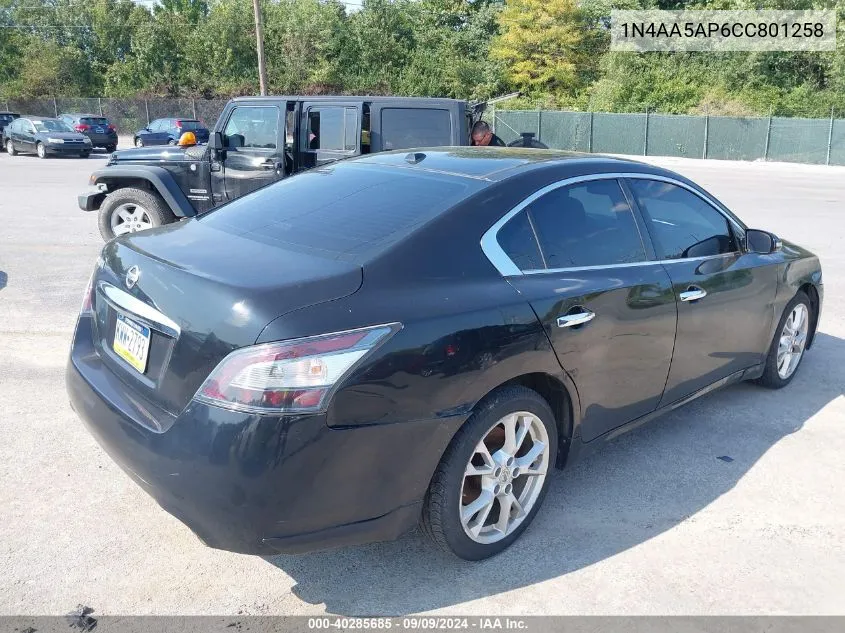 2012 Nissan Maxima 3.5 Sv VIN: 1N4AA5AP6CC801258 Lot: 40285685