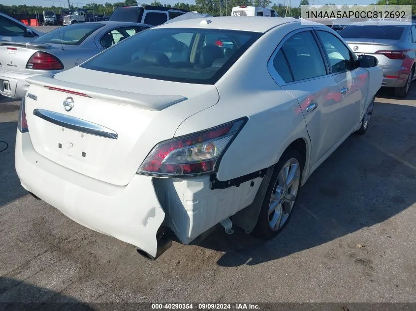 2012 Nissan Maxima 3.5 Sv VIN: 1N4AA5AP0CC812692 Lot: 40290354