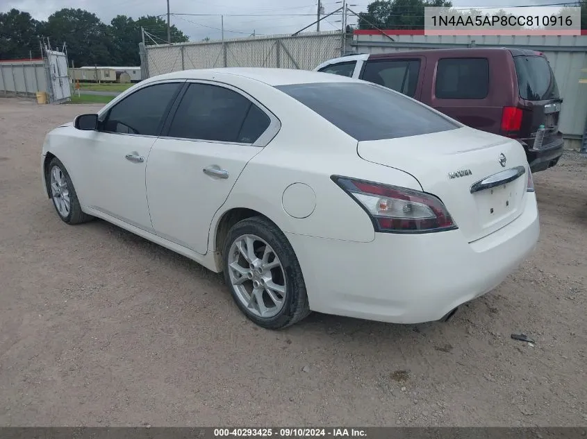 2012 Nissan Maxima S/Sv VIN: 1N4AA5AP8CC810916 Lot: 40293425