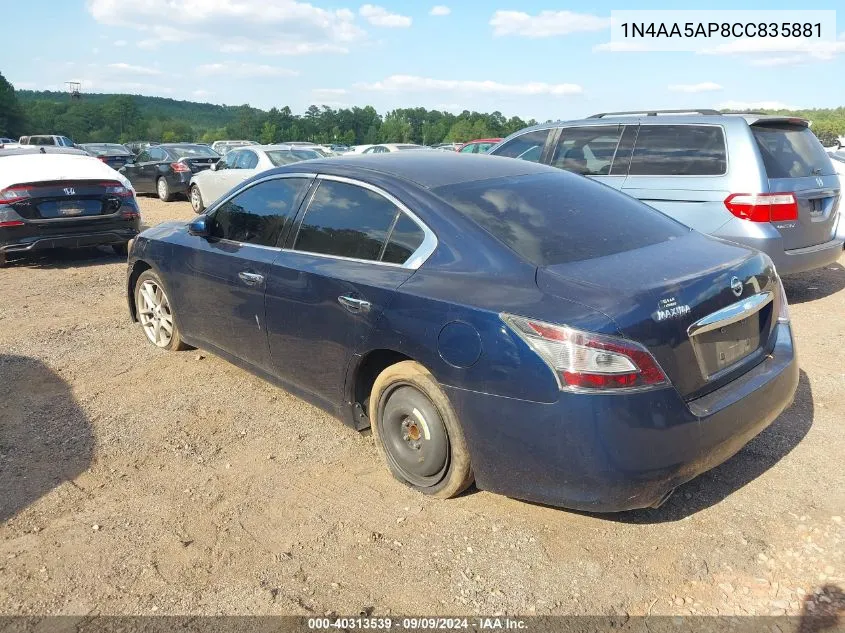 2012 Nissan Maxima 3.5 S VIN: 1N4AA5AP8CC835881 Lot: 40313539