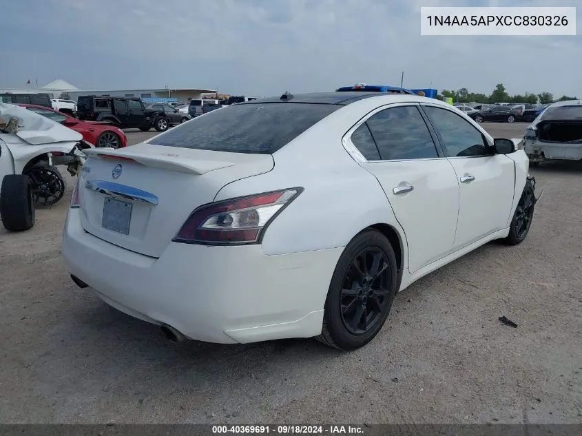 2012 Nissan Maxima 3.5 Sv VIN: 1N4AA5APXCC830326 Lot: 40369691