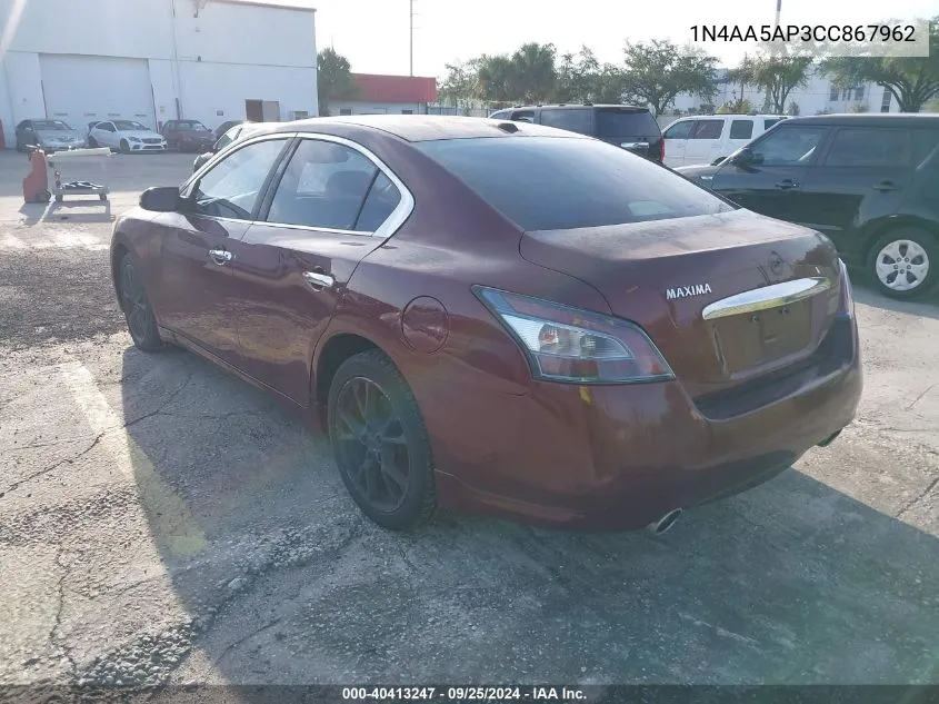 1N4AA5AP3CC867962 2012 Nissan Maxima 3.5 Sv