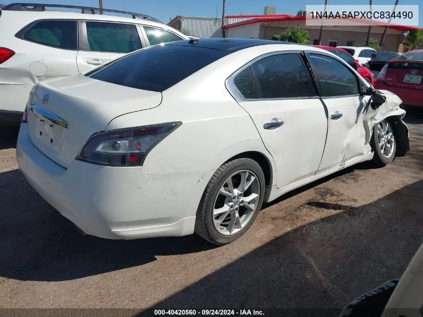 2012 Nissan Maxima S/Sv VIN: 1N4AA5APXCC834490 Lot: 40420560