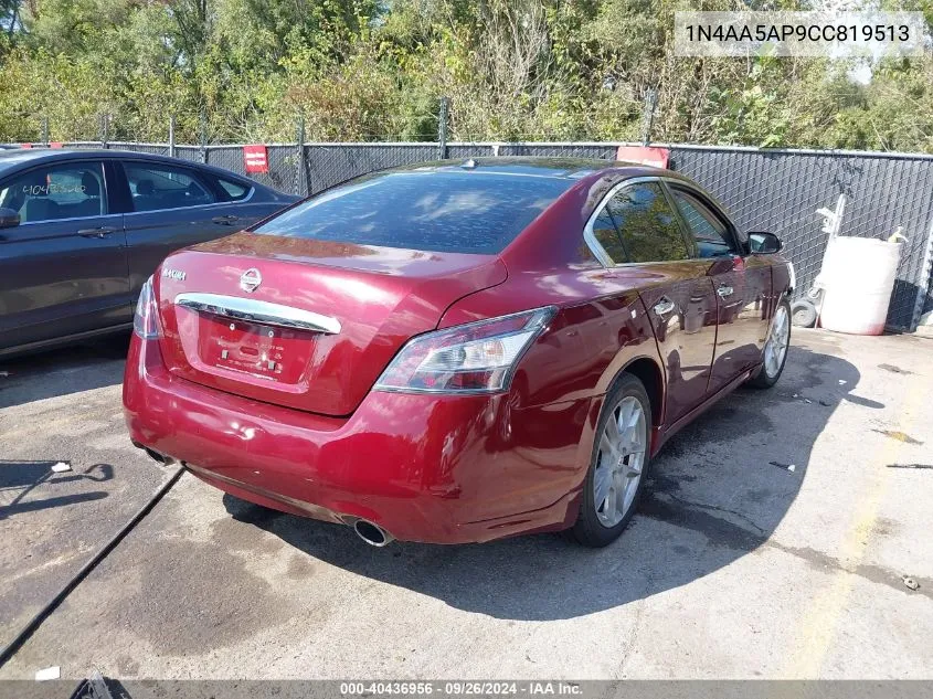 2012 Nissan Maxima 3.5 Sv VIN: 1N4AA5AP9CC819513 Lot: 40436956