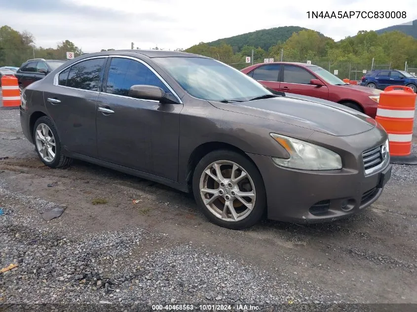 1N4AA5AP7CC830008 2012 Nissan Maxima S/Sv