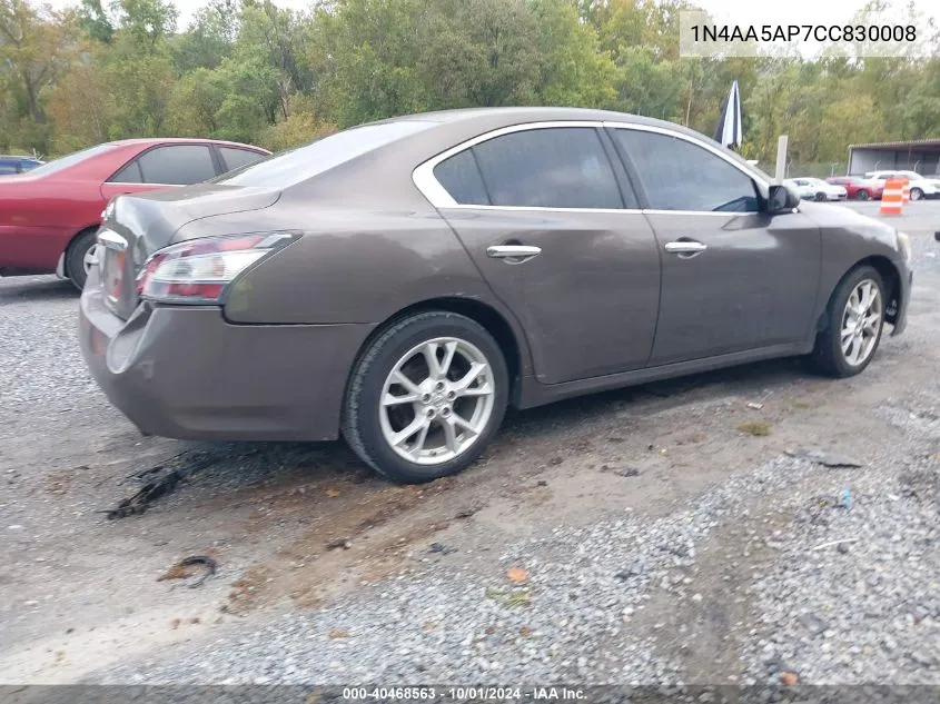 1N4AA5AP7CC830008 2012 Nissan Maxima S/Sv