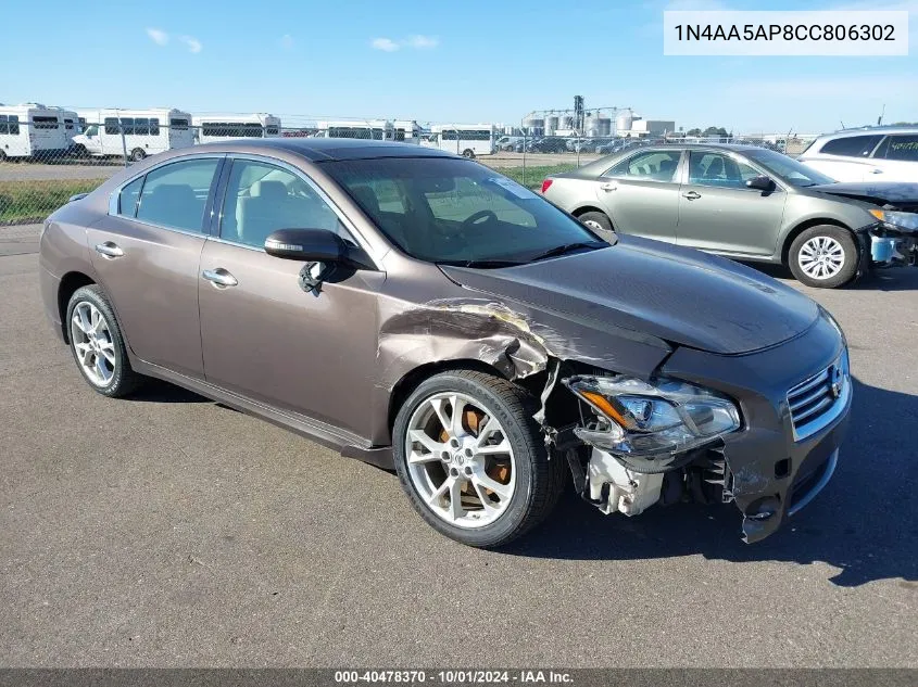 1N4AA5AP8CC806302 2012 Nissan Maxima S/Sv