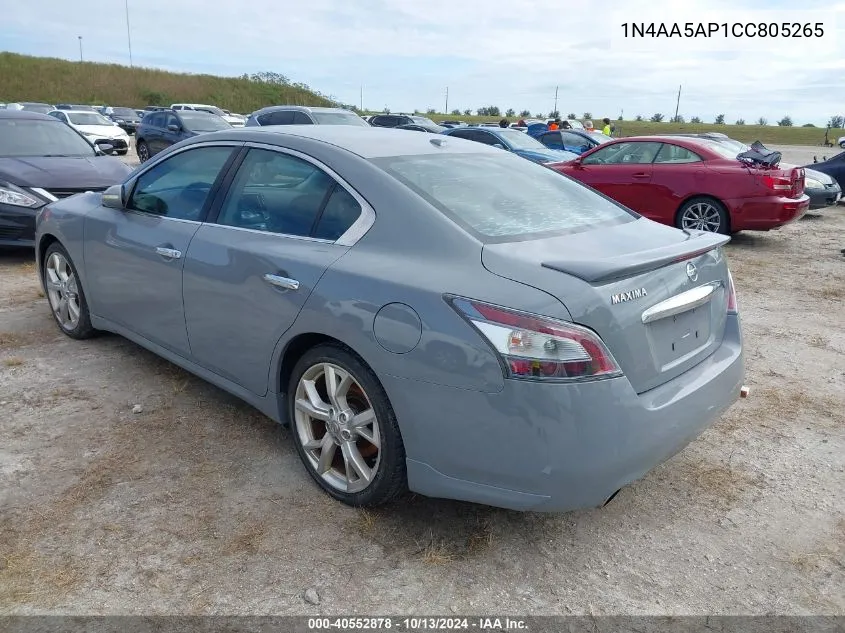 2012 Nissan Maxima 3.5 Sv VIN: 1N4AA5AP1CC805265 Lot: 40552878