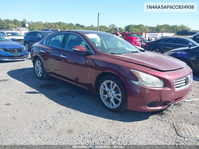 2012 Nissan Maxima S/Sv VIN: 1N4AA5AP6CC834938 Lot: 40560232