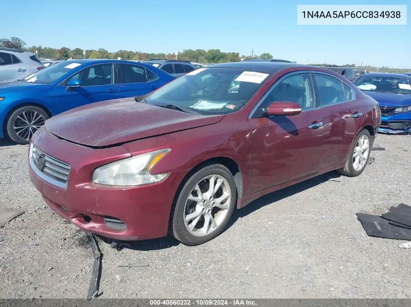 2012 Nissan Maxima S/Sv VIN: 1N4AA5AP6CC834938 Lot: 40560232