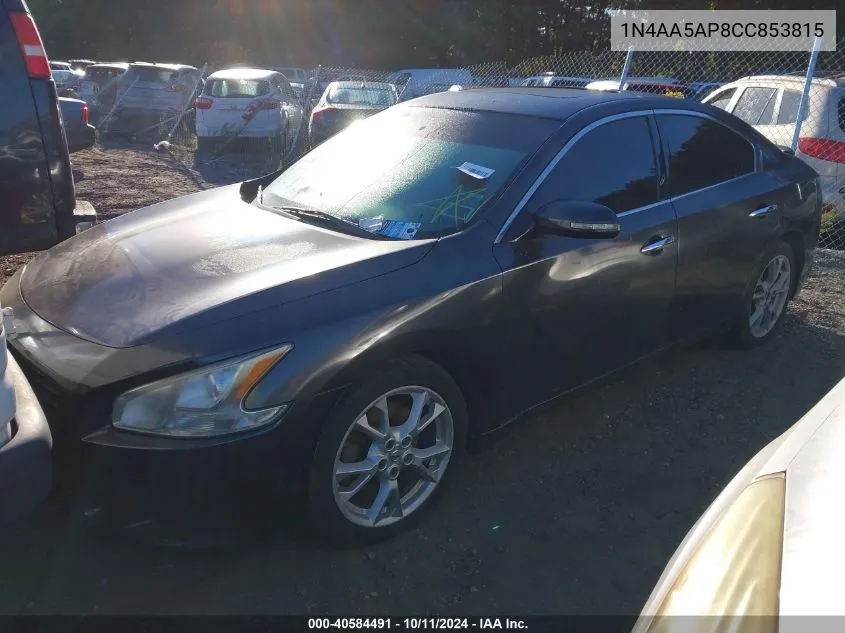 2012 Nissan Maxima 3.5 Sv VIN: 1N4AA5AP8CC853815 Lot: 40584491