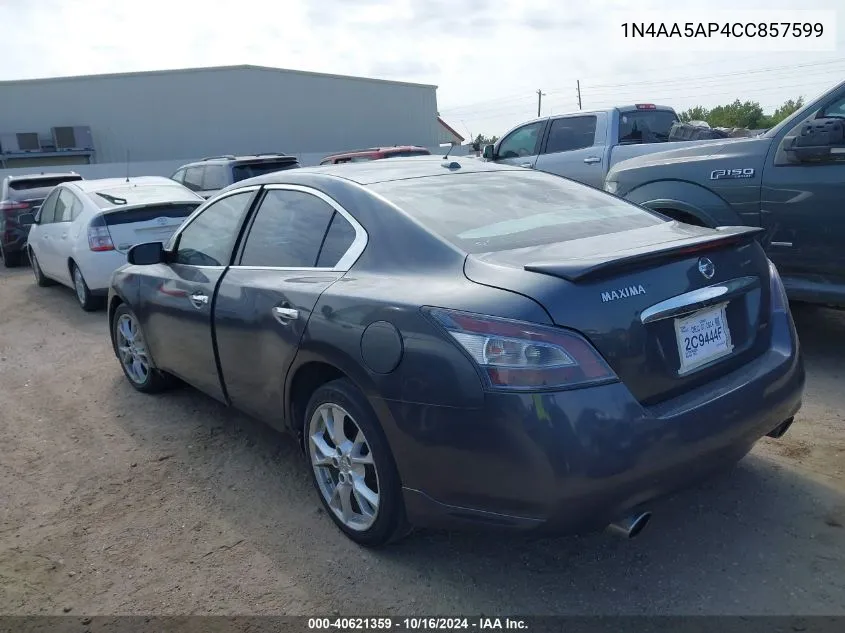 2012 Nissan Maxima 3.5 Sv VIN: 1N4AA5AP4CC857599 Lot: 40621359