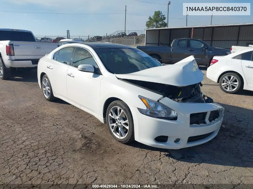 2012 Nissan Maxima 3.5 Sv VIN: 1N4AA5AP8CC840370 Lot: 40629344