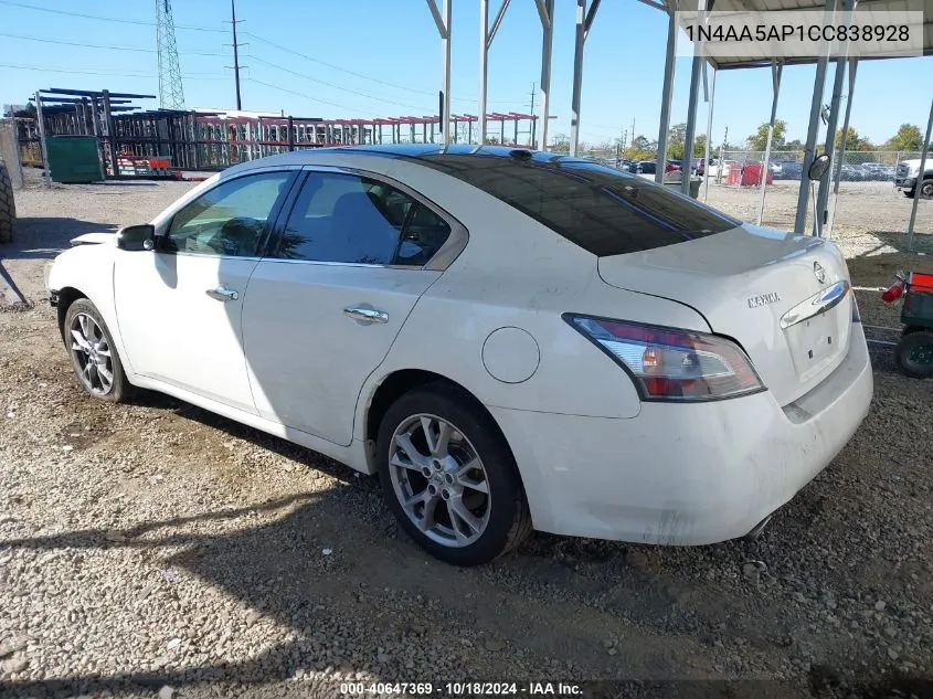 2012 Nissan Maxima 3.5 Sv VIN: 1N4AA5AP1CC838928 Lot: 40647369