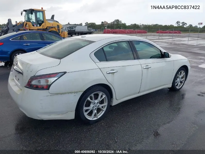 2012 Nissan Maxima 3.5 Sv VIN: 1N4AA5AP8CC837422 Lot: 40656092