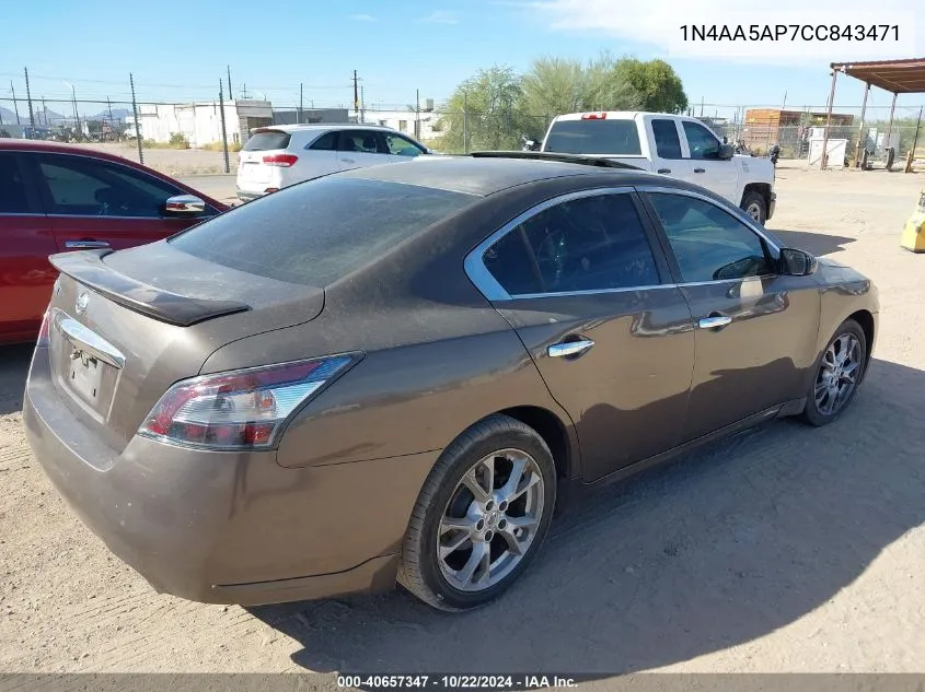 2012 Nissan Maxima 3.5 S VIN: 1N4AA5AP7CC843471 Lot: 40657347