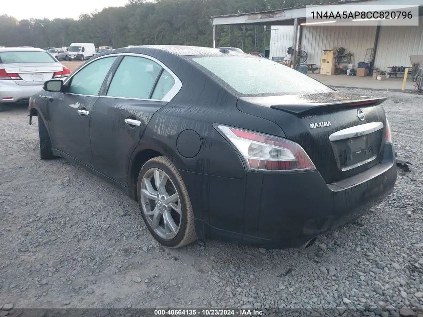 2012 Nissan Maxima 3.5 Sv VIN: 1N4AA5AP8CC820796 Lot: 40664135