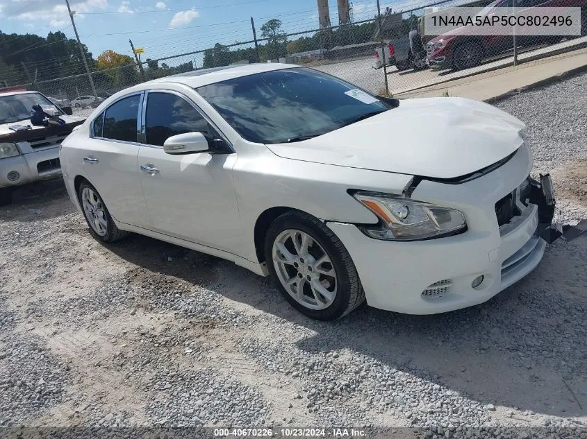 2012 Nissan Maxima 3.5 Sv VIN: 1N4AA5AP5CC802496 Lot: 40670226