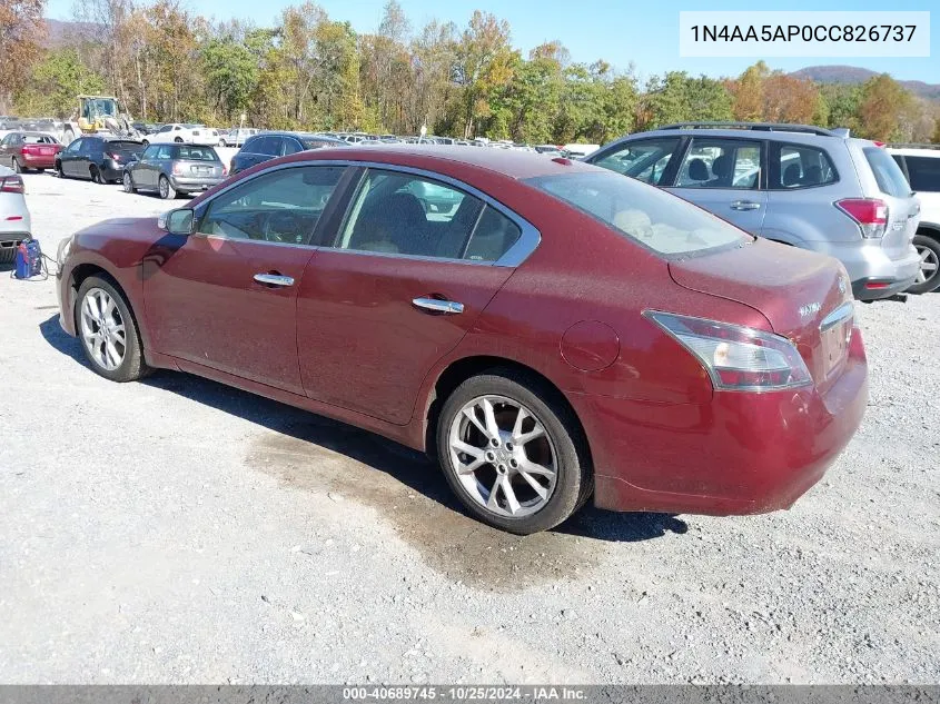 2012 Nissan Maxima 3.5 Sv VIN: 1N4AA5AP0CC826737 Lot: 40689745