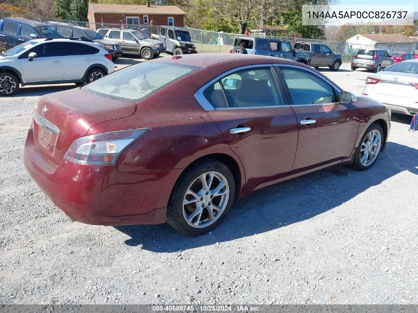 2012 Nissan Maxima 3.5 Sv VIN: 1N4AA5AP0CC826737 Lot: 40689745