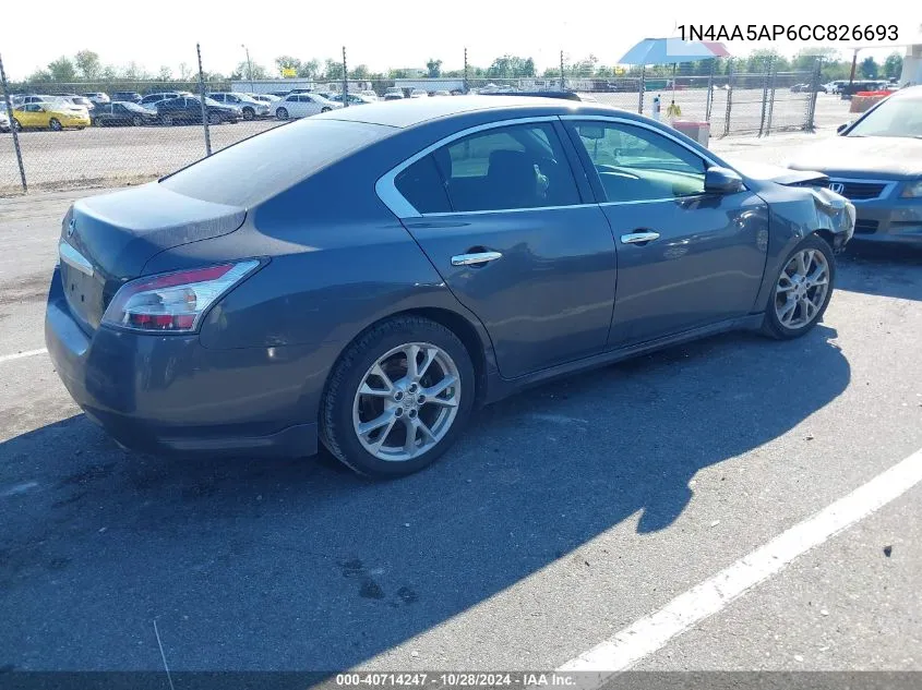 2012 Nissan Maxima 3.5 S VIN: 1N4AA5AP6CC826693 Lot: 40714247