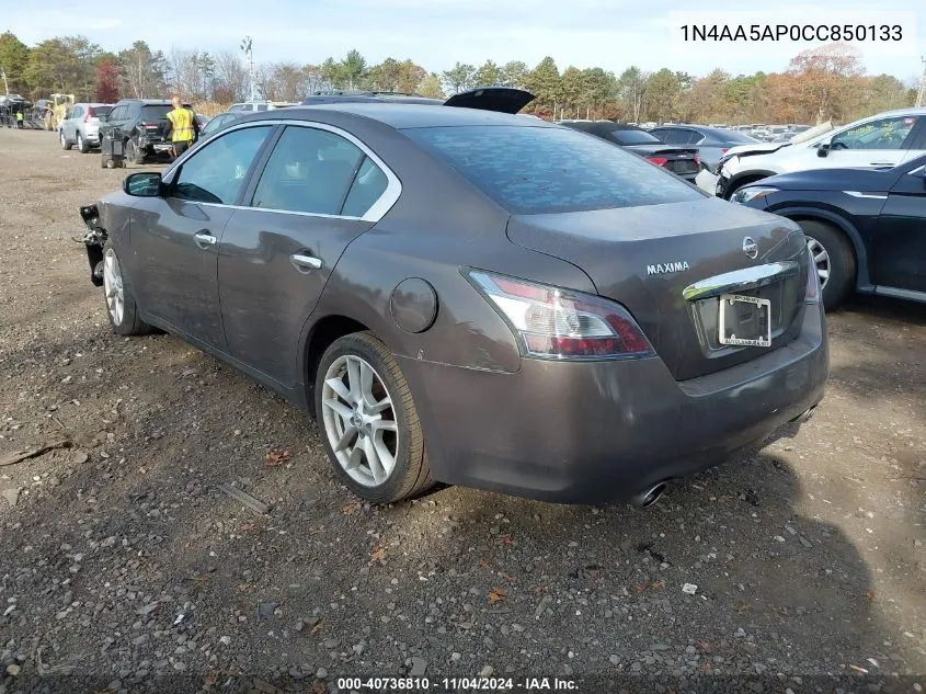 2012 Nissan Maxima S/Sv VIN: 1N4AA5AP0CC850133 Lot: 40736810