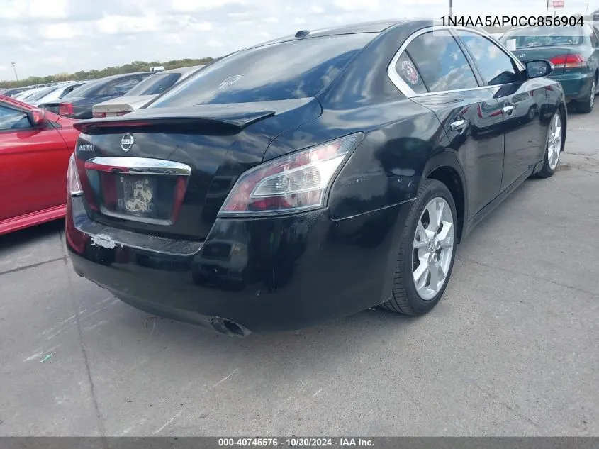 2012 Nissan Maxima 3.5 Sv VIN: 1N4AA5AP0CC856904 Lot: 40745576