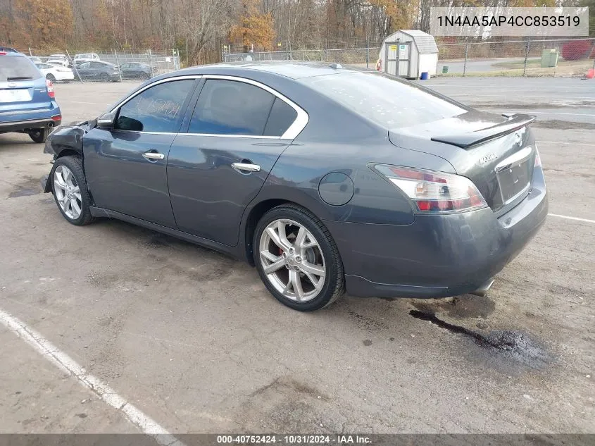 2012 Nissan Maxima 3.5 Sv VIN: 1N4AA5AP4CC853519 Lot: 40752424