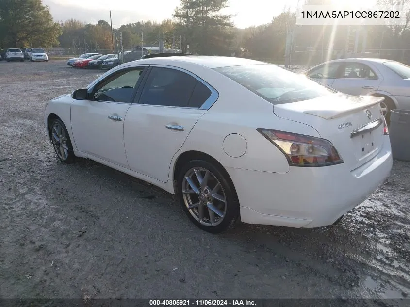 2012 Nissan Maxima 3.5 S VIN: 1N4AA5AP1CC867202 Lot: 40805921