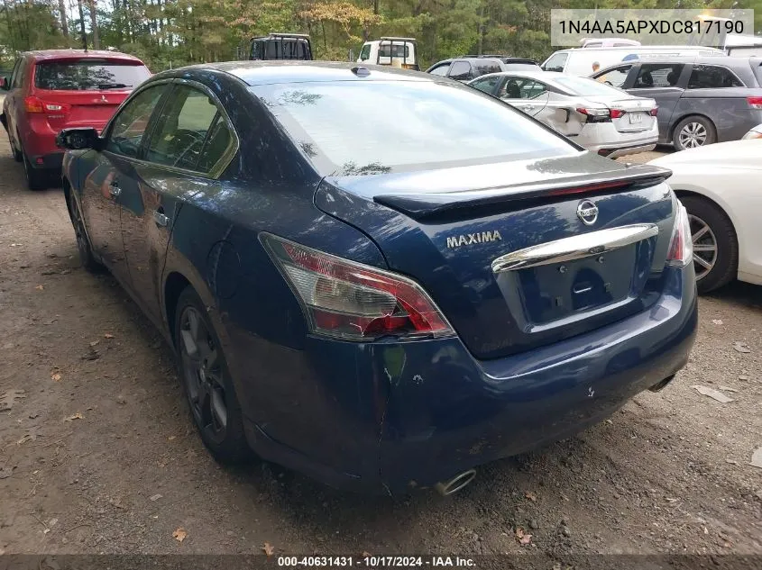 2013 Nissan Maxima 3.5 Sv VIN: 1N4AA5APXDC817190 Lot: 40631431